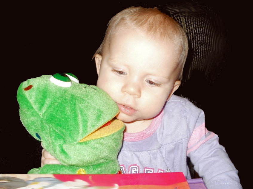 Hephzibah with her friend Phil the Frog